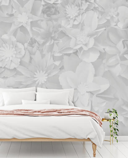 papel pintado de flores blancas sutiles