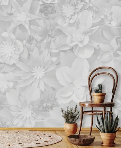 papier peint fleurs blanches subtiles papier peint fleurs blanches subtiles