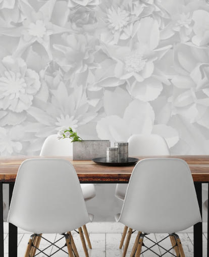 papel pintado de flores blancas sutiles