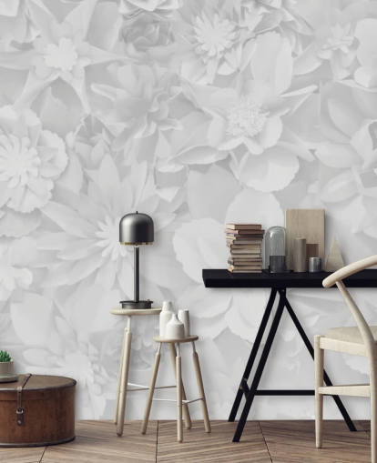 subtile hvite blomster tapet