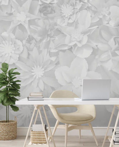 subtle white flowers wallpaper