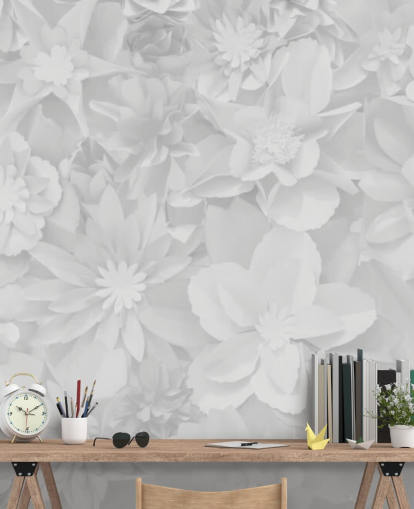 papel pintado de flores blancas sutiles