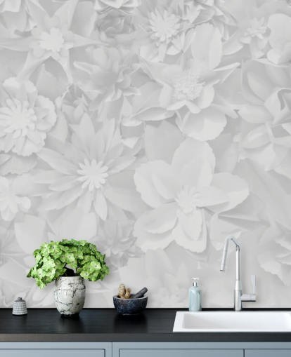 subtle white flowers wallpaper