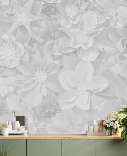 subtile hvite blomster tapet