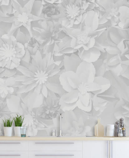 papel pintado de flores blancas sutiles