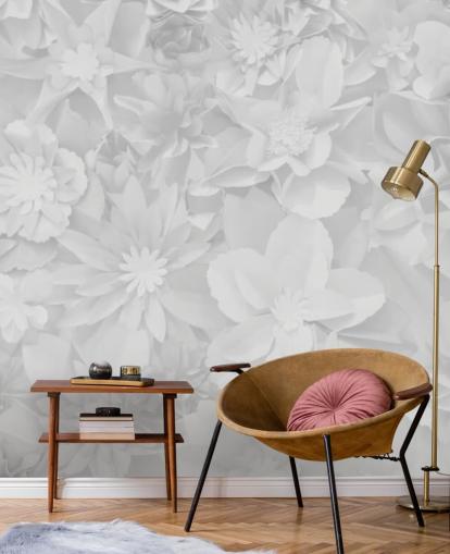 subtle white flowers wallpaper