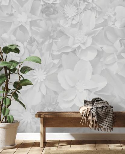 papier peint fleurs blanches subtiles