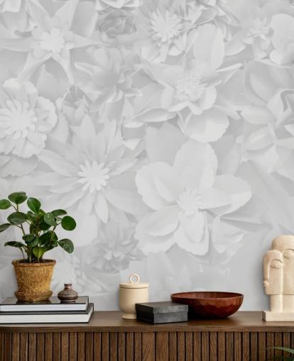 papel pintado de flores blancas sutiles