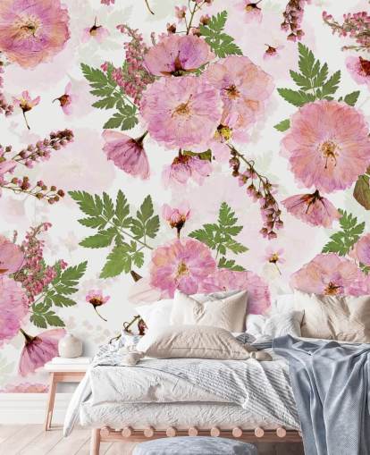 pink flowers on a white background wallpaper