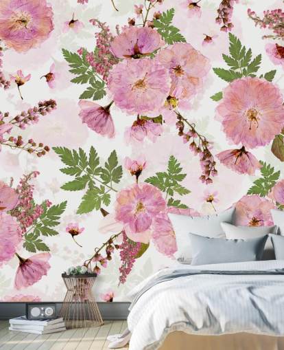 pink flowers on a white background wallpaper