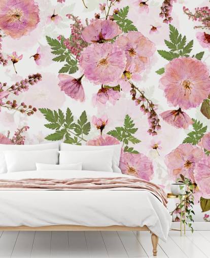 pink flowers on a white background wallpaper