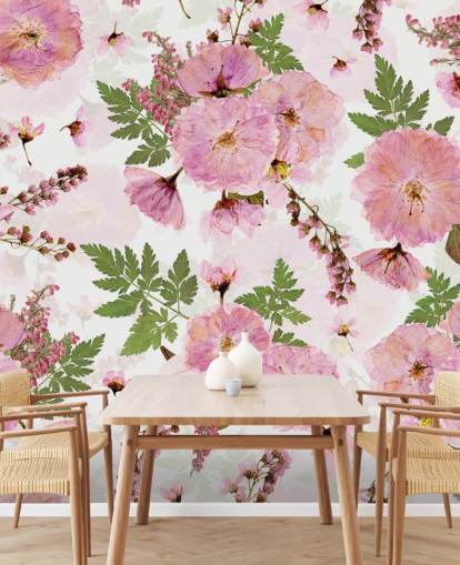 fiori rosa su sfondo bianco carta da parati