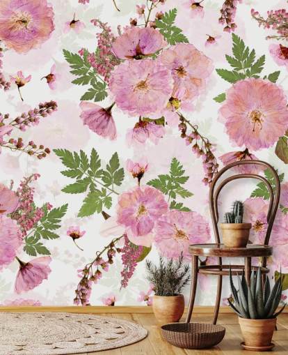 pink flowers on a white background wallpaper