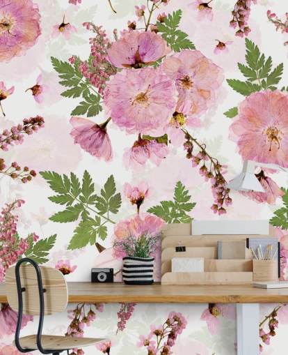 roze bloemen op een witte achtergrond behang roze bloemen op een witte achtergrond behang