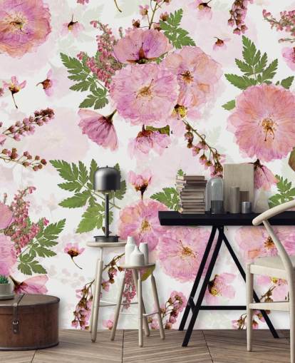 fiori rosa su sfondo bianco carta da parati