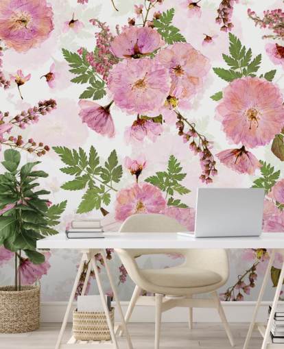 pink flowers on a white background wallpaper