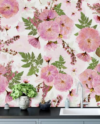 pink flowers on a white background wallpaper