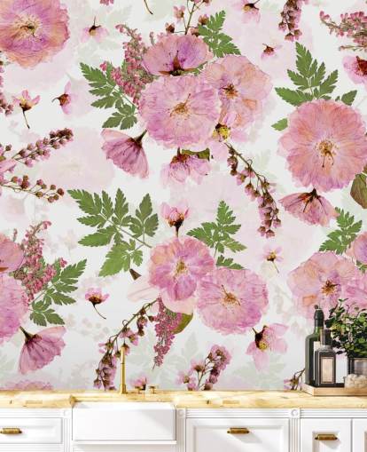 pink flowers on a white background wallpaper