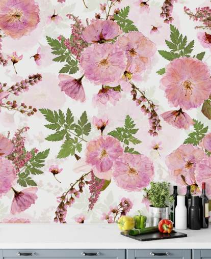 pink flowers on a white background wallpaper