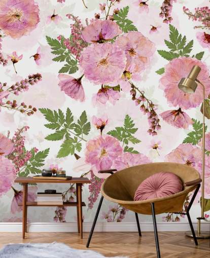 fiori rosa su sfondo bianco carta da parati