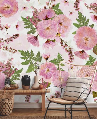 pink flowers on a white background wallpaper