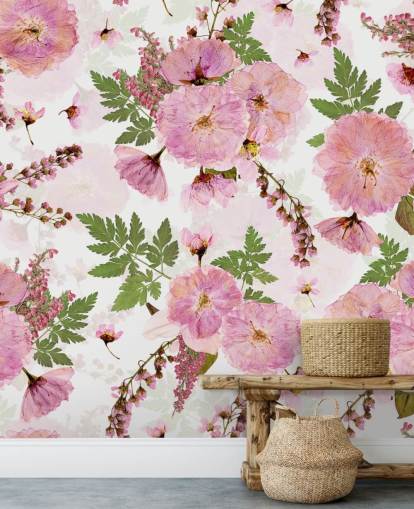 pink flowers on a white background wallpaper