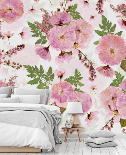 pink flowers on a white background wallpaper