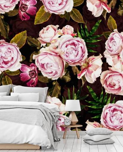 svart, grön och rosa pioner tapeter svart, grön och rosa pioner tapeter