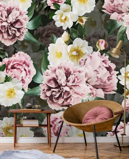 pink peonies and yellow and white flowers wallpaper pink peonies and yellow and white flowers wallpaper