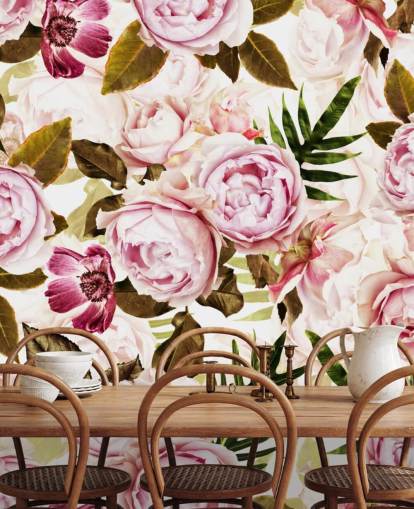 papier peint feuilles vertes et pivoines roses papier peint feuilles vertes et pivoines roses