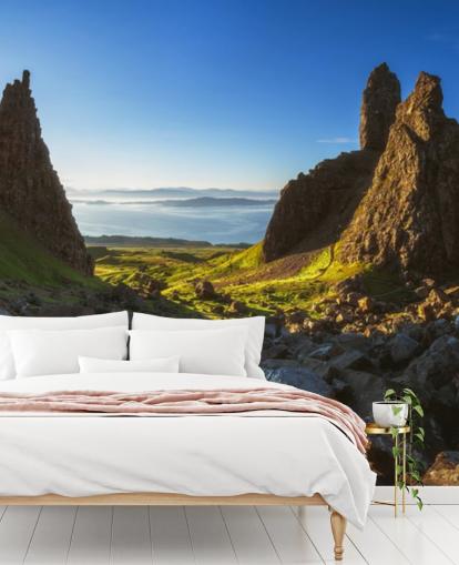 dramaattinen Skotlannin maisematapetti seinämaalaus nimeltä Skotlanti - The Storr Panorama dramaattinen Skotlannin maisematapetti seinämaalaus nimeltä Skotlanti - The Storr Panorama