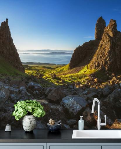 dramatische schottische Landschaftstapete mit dem Titel Schottland - The Storr Panorama