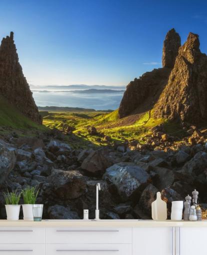 espectacular mural de papel pintado con paisajes escoceses llamado Escocia - The Storr Panorama