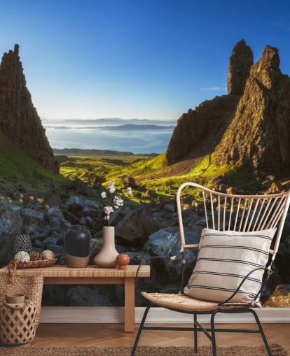 mural dramático de papel de parede com paisagem escocesa chamado Escócia - The Storr Panorama