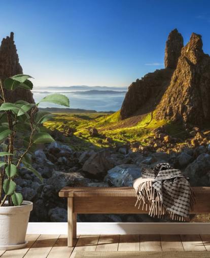 espectacular mural de papel pintado con paisajes escoceses llamado Escocia - The Storr Panorama