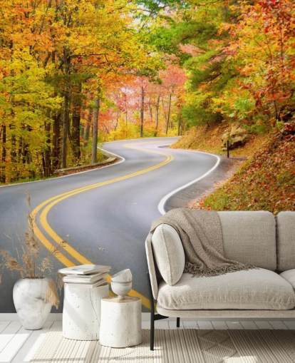 Fond d'écran Route qui traverse l'automne