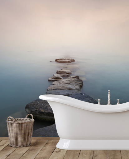 caminho de pedra no papel de parede misty lake