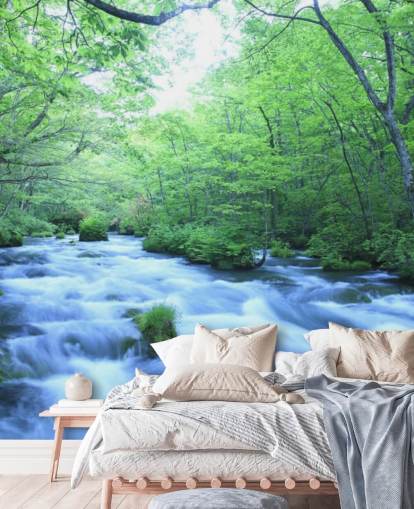 River in Forest Behang