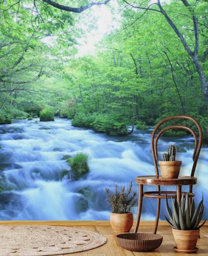 River in Forest Behang