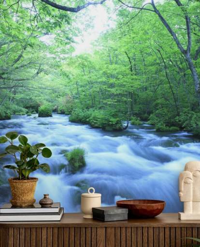 River in Forest Behang