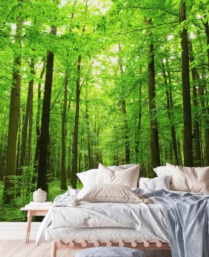 green customizable forest wallpaper mural called Green Forest for offices, bedrooms and businesses