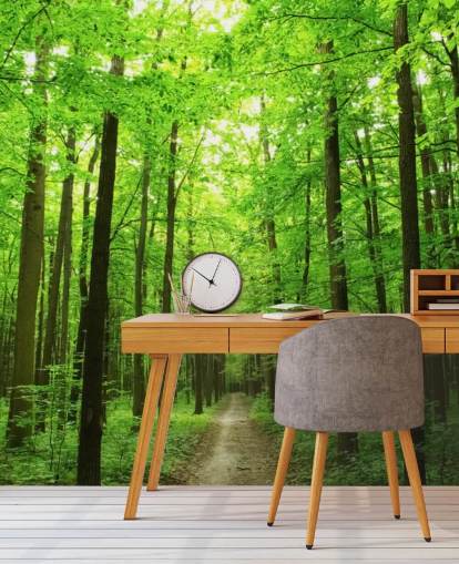 papier peint mural vert personnalisable appelé Green Forest pour les bureaux, les chambres et les entreprises