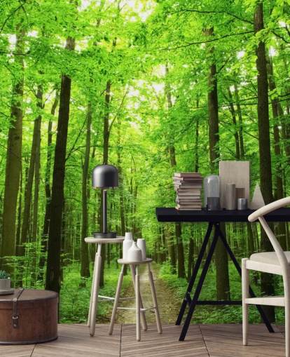green customisable forest wallpaper mural called Green Forest for offices, bedrooms and businesses