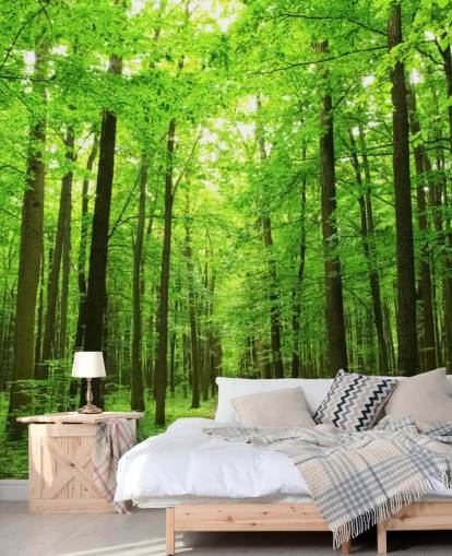 grønt tilpassbart skogtapet veggmaleri kalt Green Forest for kontorer, soverom og bedrifter grønt tilpassbart skogtapet veggmaleri kalt Green Forest for kontorer, soverom og bedrifter