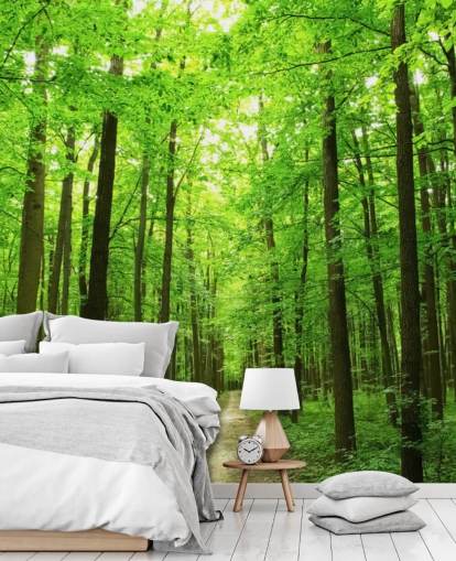 green customisable forest wallpaper mural called Green Forest for offices, bedrooms and businesses
