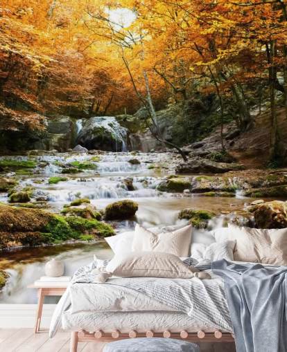 Wasserfall-Wald-Wandbild mit dem Titel Natürlicher Herbstwasserfall für Schlafzimmer und Lounges Wasserfall-Wald-Wandbild mit dem Titel Natürlicher Herbstwasserfall für Schlafzimmer und Lounges