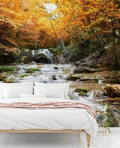 waterfall forest wallpaper mural called Natural Autumn Waterfall for bedrooms and lounges waterfall forest wallpaper mural called Natural Autumn Waterfall for bedrooms and lounges