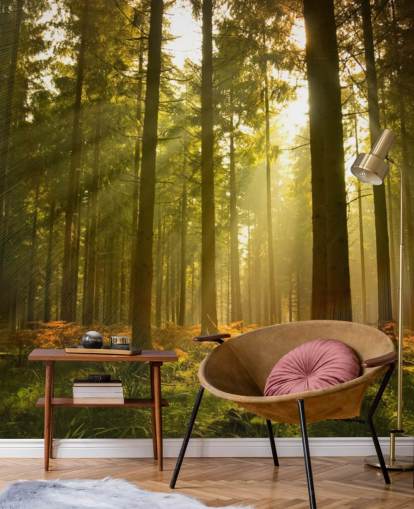 green and brown custom forest wallpaper mural called Beautiful Forest for bedrooms or offices green and brown custom forest wallpaper mural called Beautiful Forest for bedrooms or offices