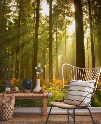 Grünes und braunes individuelles Waldtapeten-Wandbild namens Beautiful Forest für Schlafzimmer oder Büros 