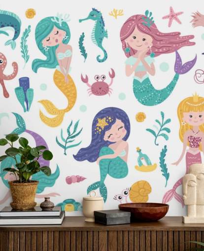 dibujos animados de sirenas y amigos del océano en tonos pastel fondo de pantalla dibujos animados de sirenas y amigos del océano en tonos pastel fondo de pantalla